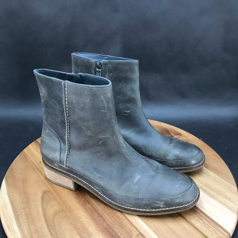 Sperry Seaport Storm Mid Brown Leather Bootsie Zip Up Block Heel Womens Size 12